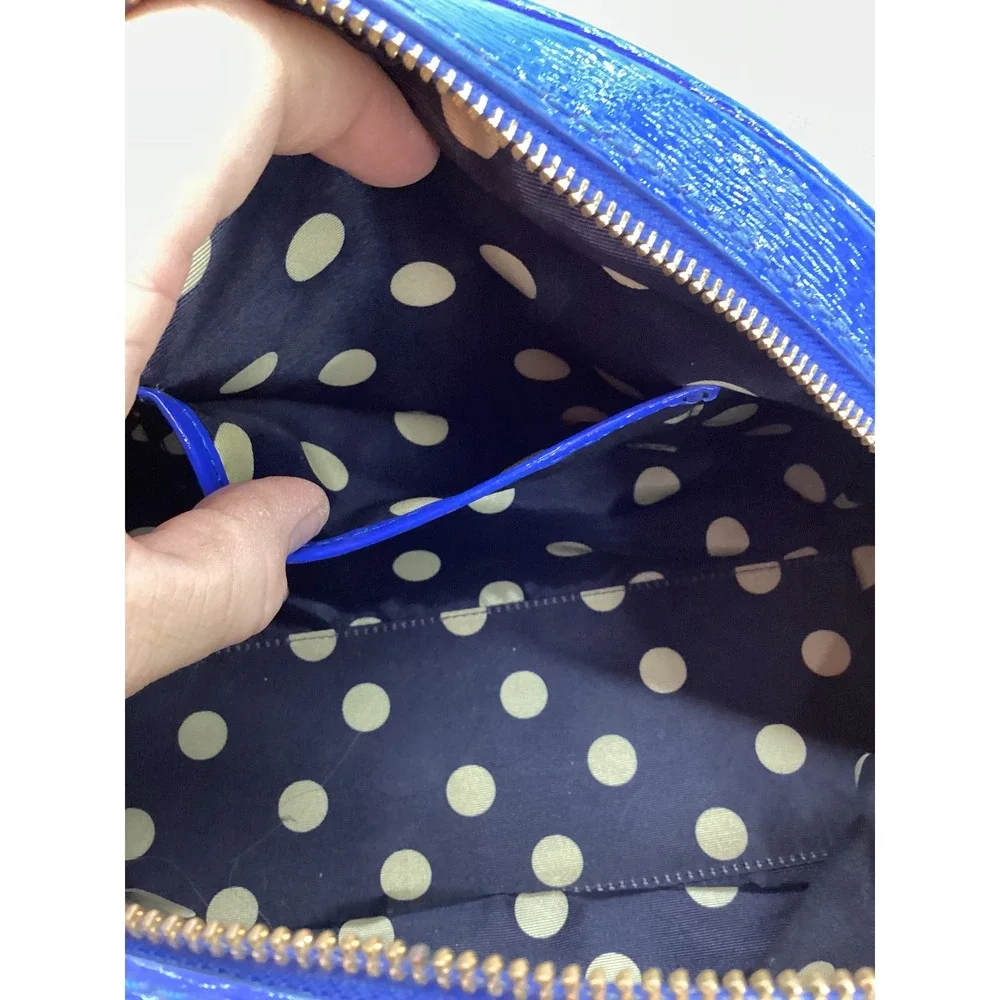 Kate Spade New York Blue Patent Leather Dome Satchel Crossbody Bag PXRU4829